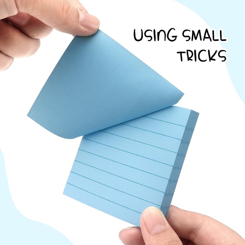 Eastern Wolf Lined Sticky Notes 3x3 Sticky Notes with Lines Self-Stick Notes Bright Color 4 Pads 90 Sheets/Pad (Light Blue) - Image 4